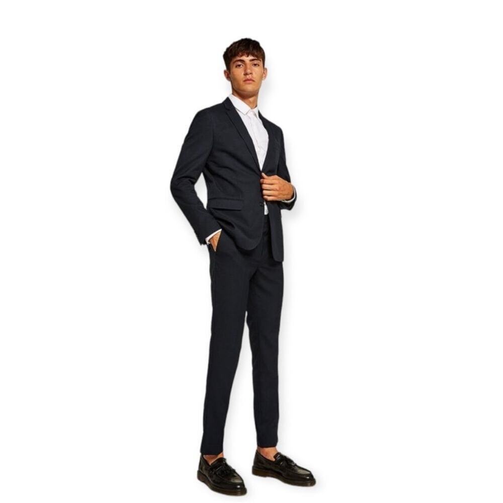 Topman Blue Suit 34 Blazer 28S Slim Fit Pants - Picture 2 of 10